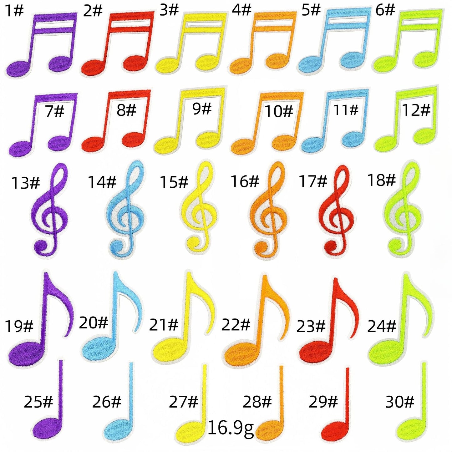 colorful music note embroidered patches iron on