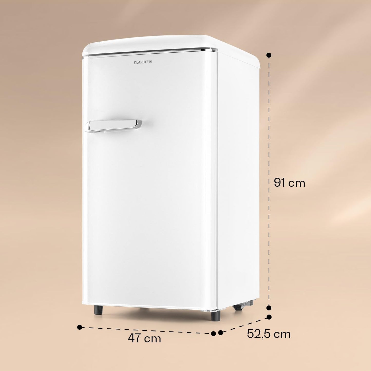 KLARSTEIN Laika - Congélateur, volume total 60 litres, thermostat à 5 niveaux, 0 à -18°C, 3 grilles, pose libre, design rétro - rouge