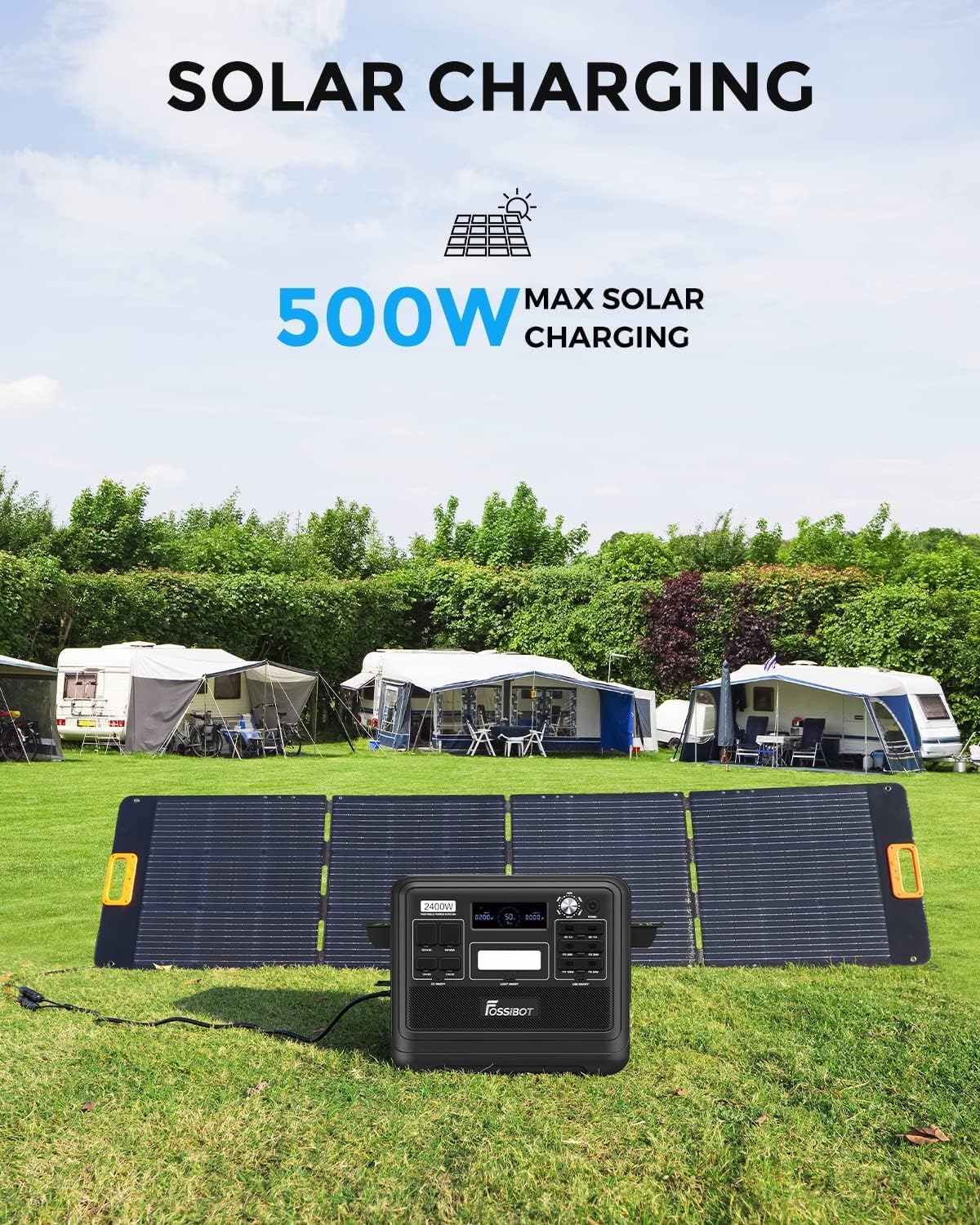 F2400 Station électrique portable CA 2400W (4800W Pic),Station Silencieux Solaire 2048Wh LiFePO4,Groupe Générateur Électrique Onduleur Alimentation de Secours à Domicile Camping
