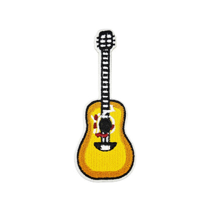 colorful guitar embroidered patches music instrument iron on