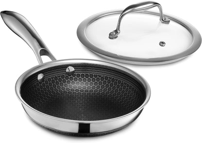 2026 Poêle HexClad Hybrid Antiadhésive 8 Pouces, Poignée Reste-Froide, Compatible Lave-Vaisselle, Résistante au Four jusqu’à 482°C, Compatible Induction et Tous Types de Plaques de Cuisson