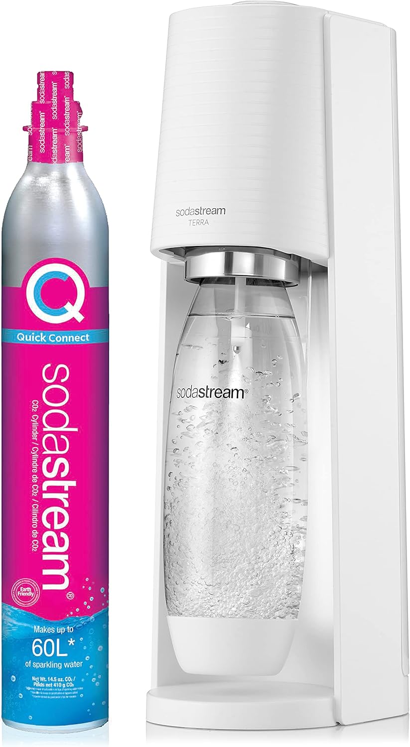 2026 SodaStream Terra Machine à Eau Pétillante Bundle (Noir), avec CO2, Bouteilles Compatibles Lave-Vaisselle et Arômes Bubly Drops