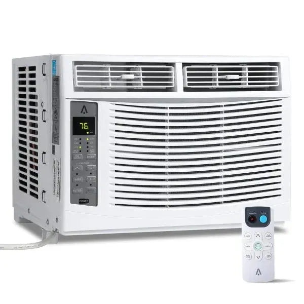 Climatiseur de fenêtre 2026  avec filtre réutilisable et commandes, 6 000 BTU, 115 V~, adapté aux pièces jusqu'à 250 pieds carrés.