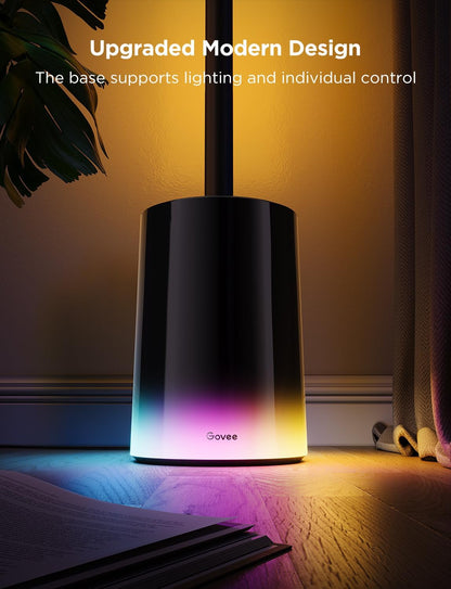 2026 Lampadaire Govee 2 avec Matter, LED RGBIC, Blanc Chaud et Froid, Compatible Alexa, 1725 lm, Synchronisation Musique, Modes Scènes, Lampadaire Intelligent pour Salon et Chambre, Noir (1 Pièce)