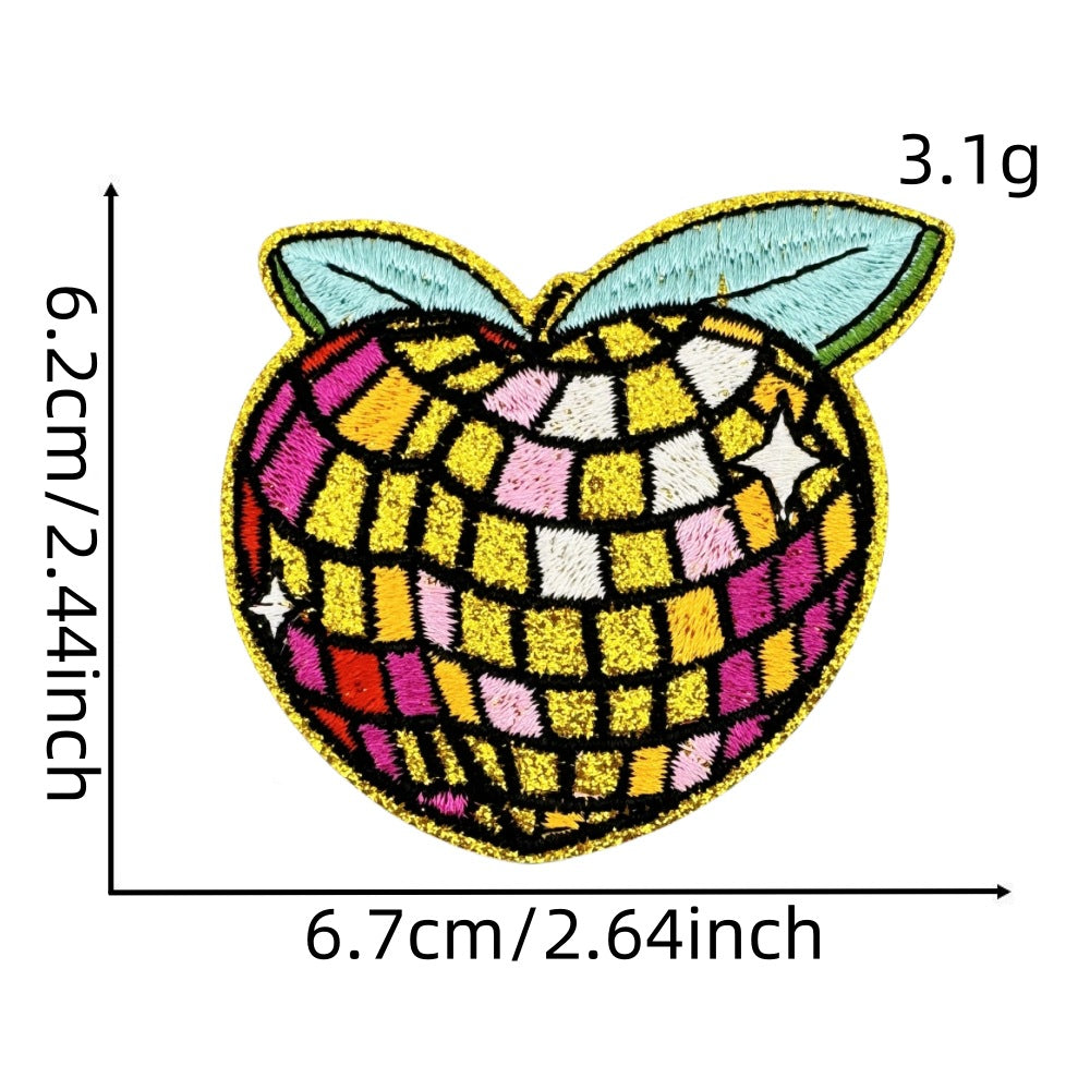 checkered fruit embroidered patches sparkling design iron on