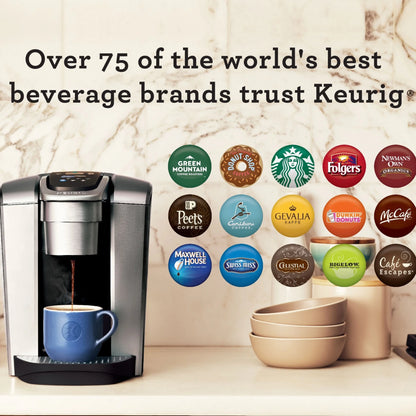 2026 Keurig K-Elite – Machine à Café à Dosettes K-Cup à Portion Unique, Finition Brossée Slate, Programmable pour Café Chaud et Glacé