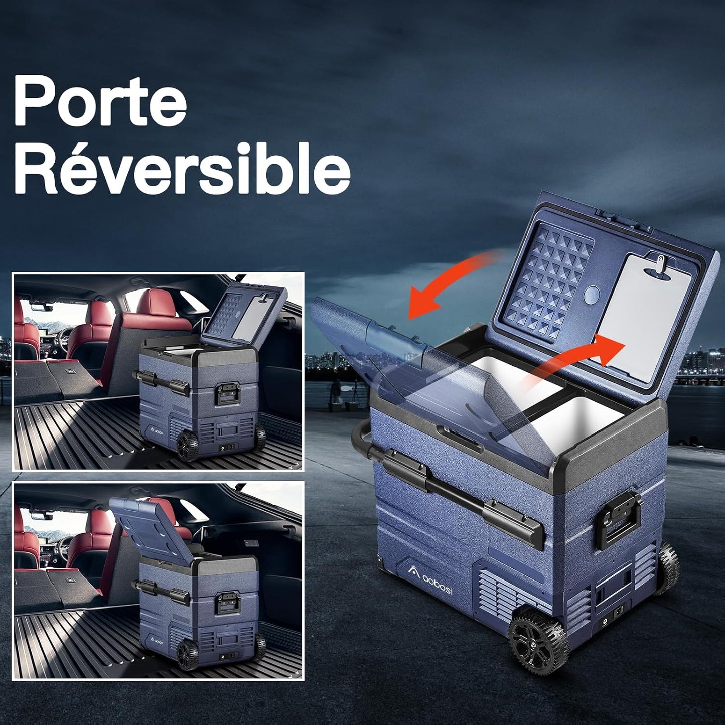 115L Glaciere Electrique Double Zone,Glaciere a Compression WiFi APP,12 V/24 V et 100-240 V Frigo Camping,-20 ℃ à 20 ℃,pour Voiture,Camion,Bateau,Camping,Car,Caravanes,Voyageant,Maison