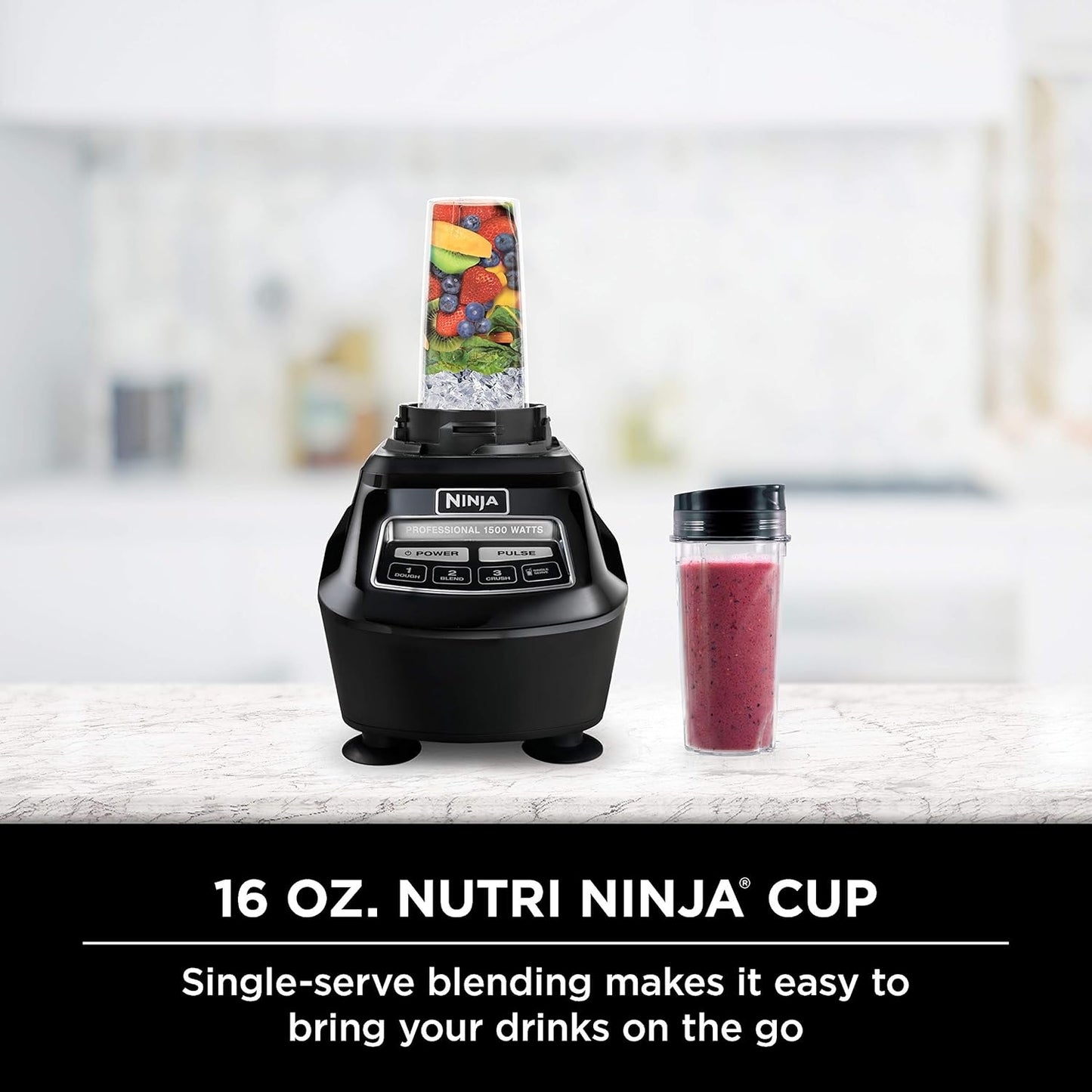 2026 Ninja Mega Kitchen System, 1500W, Blender XL 72 oz et Robot Culinaire 8 Tasses avec (2) Gobelets To-Go 16 oz, Technologie Total Crushing - Smoothies, Glace Pilée, Purées, Pâte & Plus, Noir, BL770