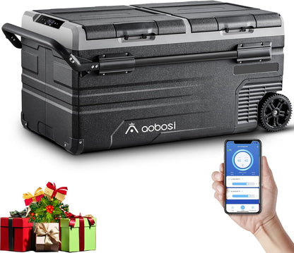 115L Glaciere Electrique Double Zone,Glaciere a Compression WiFi APP,12 V/24 V et 100-240 V Frigo Camping,-20 ℃ à 20 ℃,pour Voiture,Camion,Bateau,Camping,Car,Caravanes,Voyageant,Maison