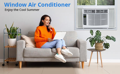 Climatiseur de fenêtre 2026  avec filtre réutilisable et commandes, 6 000 BTU, 115 V~, adapté aux pièces jusqu'à 250 pieds carrés.