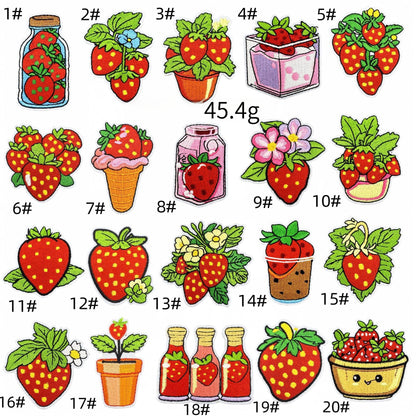 strawberry embroidered patches fruit design set iron on
