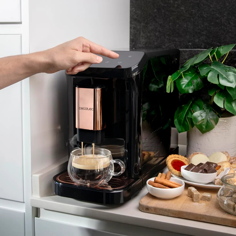 2026 Machine à café entièrement automatique Cecotec Cremmaet Macchia Black Rose – 1350 W, Thermobloc, Pompe à 19 Bars, Système Plug&Play, Réservoir à café avec moulin intégré, Nettoyage automatique