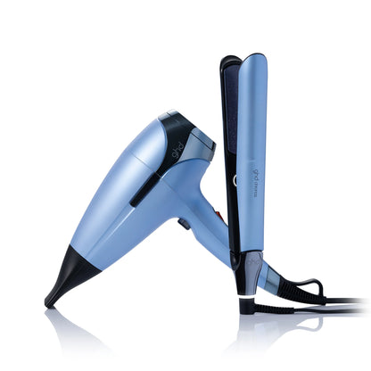 2026 Coffret Cadeau Deluxe ghd - Lisseur Chronos & Sèche-Cheveux Helios en Bleu Icy
