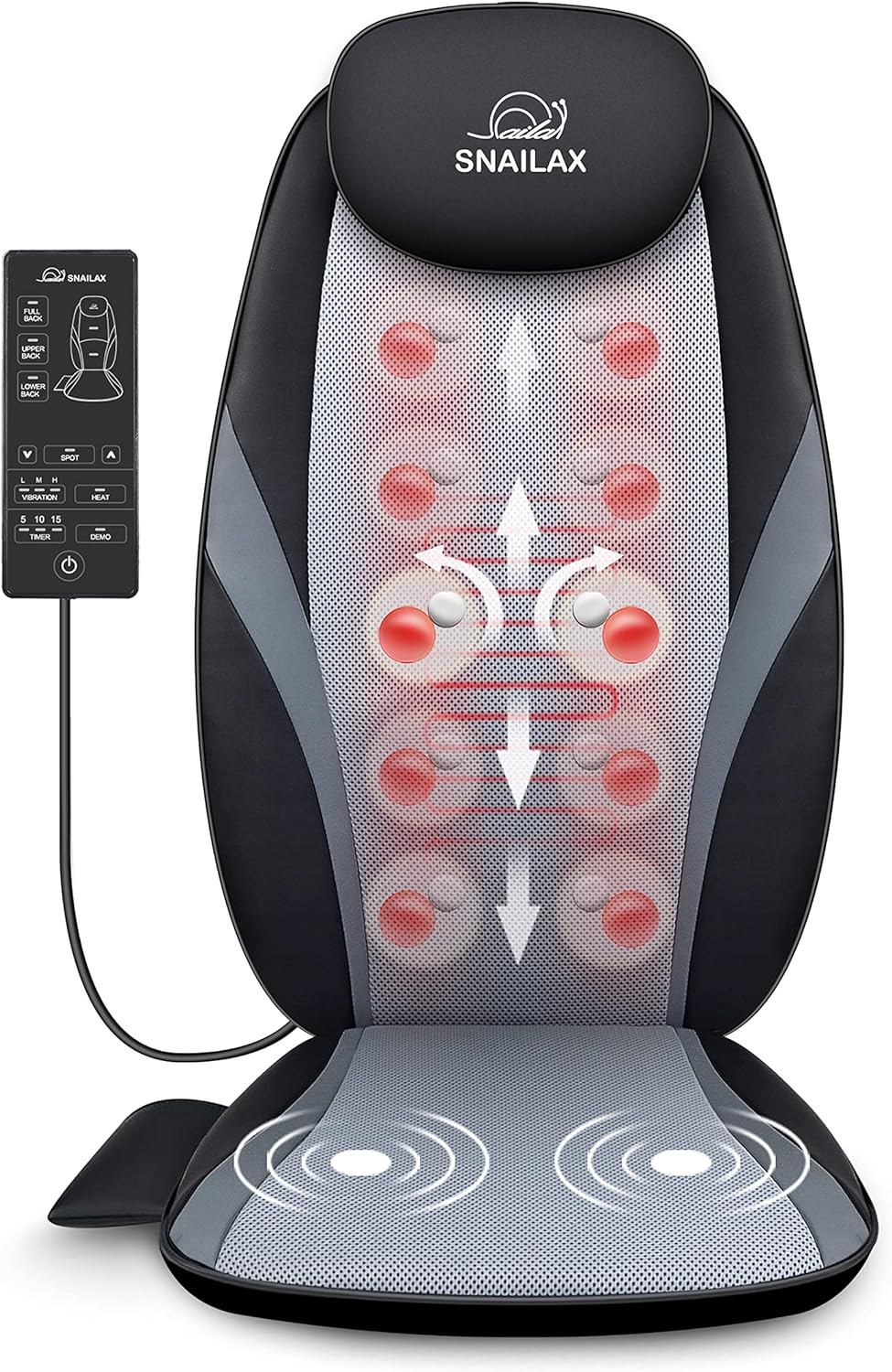 2026 Coussin de Massage Shiatsu Snailax avec Chaleur – Coussin de Fauteuil Massant pour Dos, Massage Kneading pour Maison et Bureau