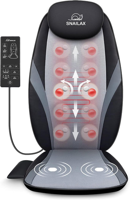 2026 Coussin de Massage Shiatsu Snailax avec Chaleur – Coussin de Fauteuil Massant pour Dos, Massage Kneading pour Maison et Bureau