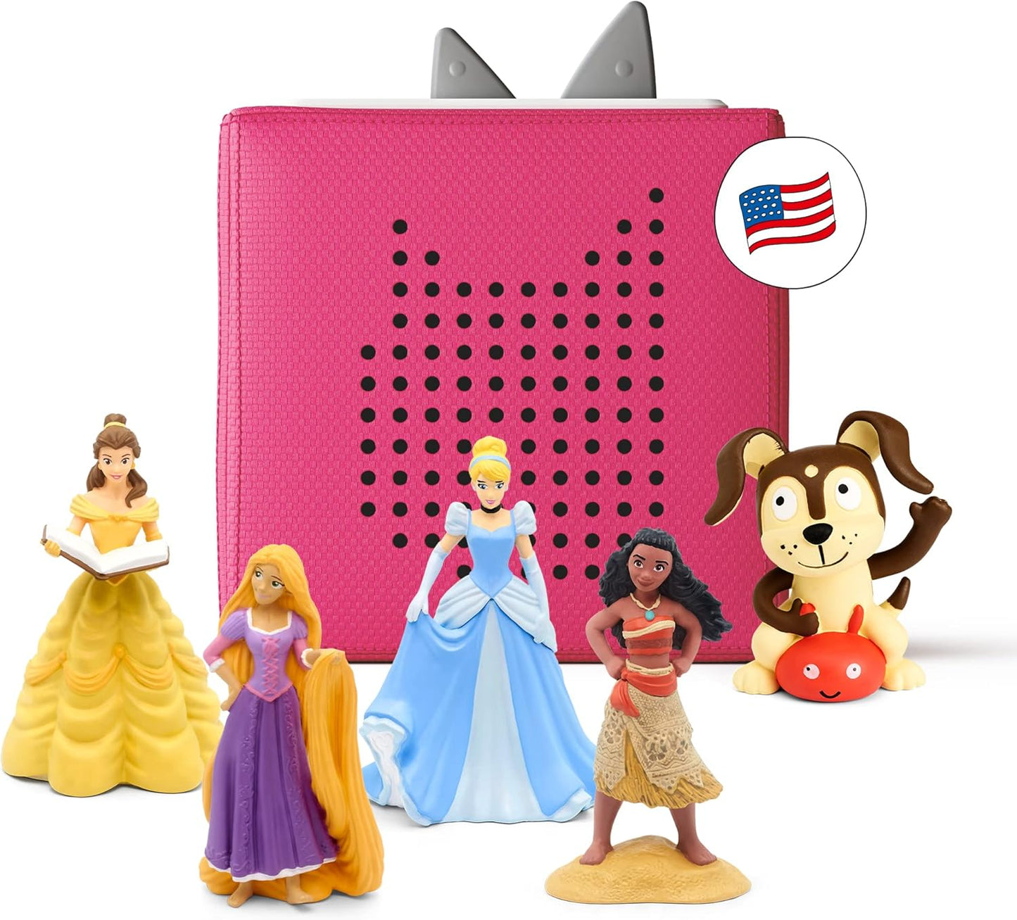 2026 Toniebox Starter Set Audio avec Cendrillon, Belle, Vaiana, Raiponce et Playtime Puppy - Écoutez, Apprenez et Jouez avec une Petite Boîte Câline - Rose