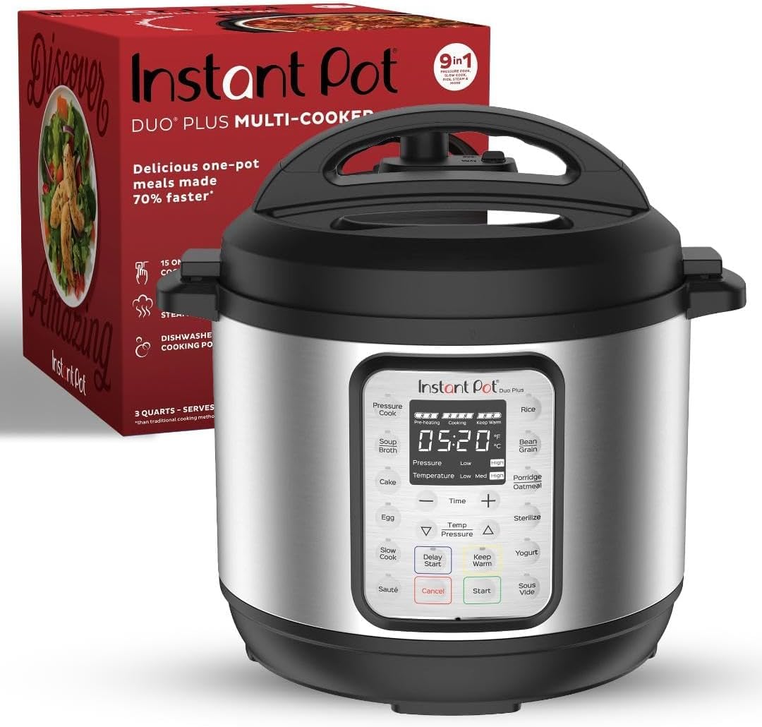 2026 Instant Pot Duo Plus 9-en-1 Multicuiseur, Autocuiseur, Slow Cooker, Cuiseur de Riz, Vapeur, Sauté, Yaourtière, Maintien au Chaud et Stérilisateur, Application Incluse avec Plus de 800 Recettes, Acier Inoxydable, 6 Quarts