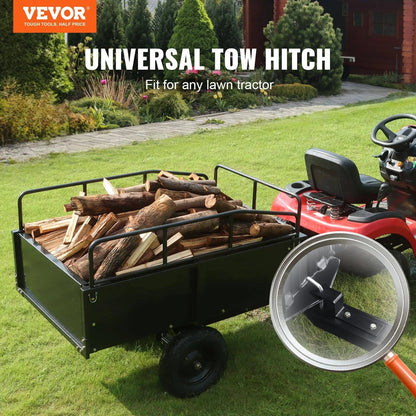 Remorque basculante VEVOR robuste pour VTT, chariot en acier, 750 livres, 15 pieds cubes, remorque utilitaire de jardin avec côtés amovibles pour quad - Fabriqué aux États-Unis
