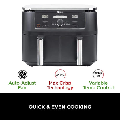 2026 Friteuse à air double zone 9,5 L Ninja Foodi Max grande capacité avec deux tiroirs indépendants