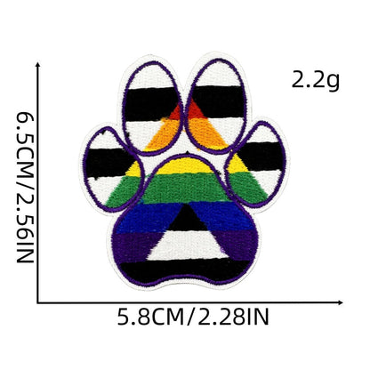 colorful animal paw print embroidered patches iron on