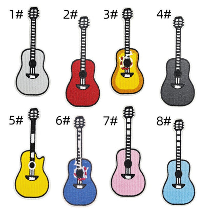 colorful guitar embroidered patches music instrument iron on
