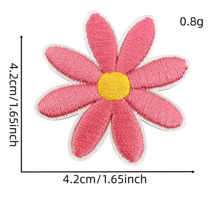 daisy flower embroidered patches multicolor floral set iron on