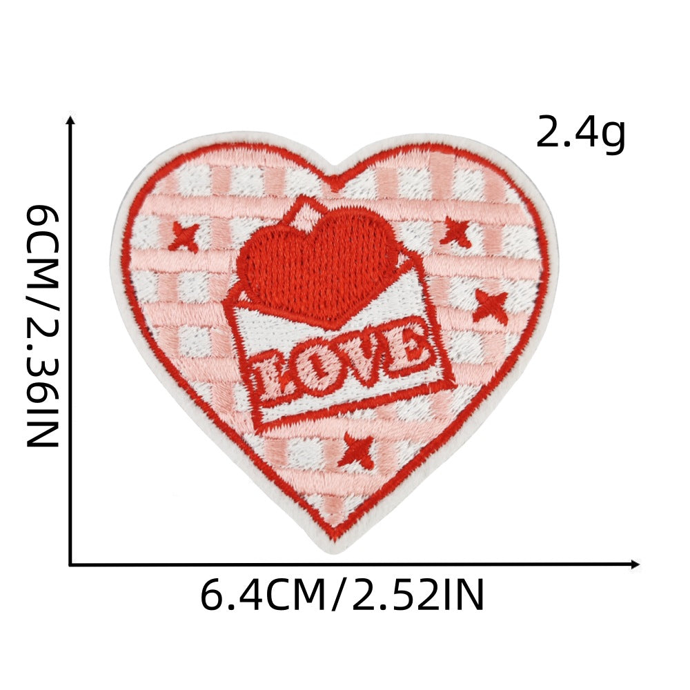 love heart embroidered patches cherry floral design iron on