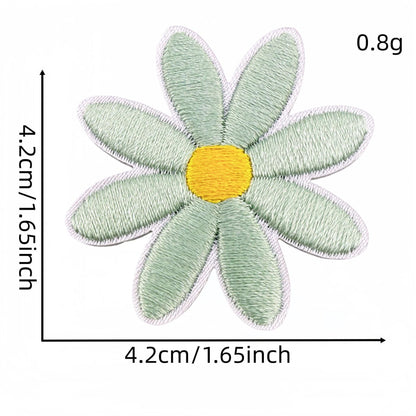 daisy flower embroidered patches multicolor floral set iron on