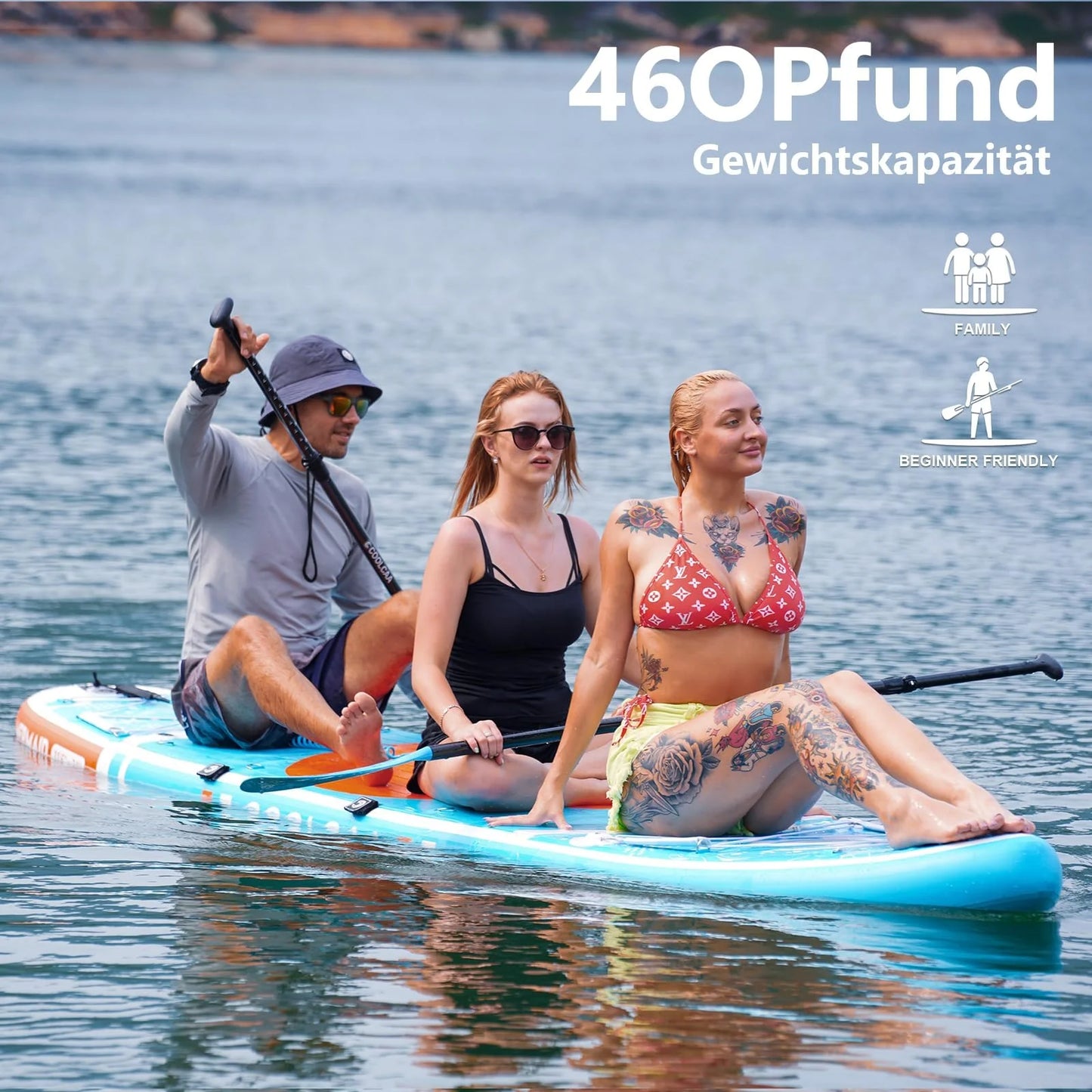 Planche de SUP COOLCAA 2026 (354 cm x 86 cm x 15 cm) avec accessoires SUP haut de gamme, capacité de charge jusqu'à 210 kg, idéale pour adultes et adolescents de tous niveaux.