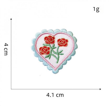 floral heart embroidered patches flower design iron on