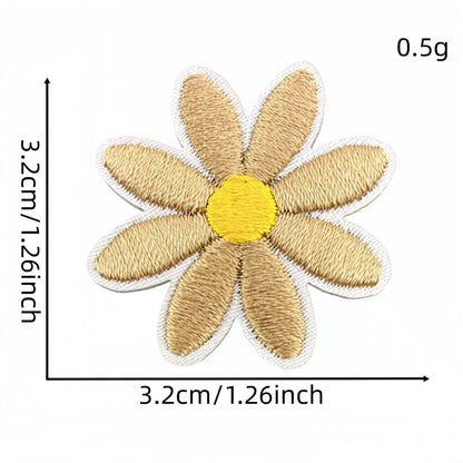 daisy flower embroidered patches multicolor floral set iron on