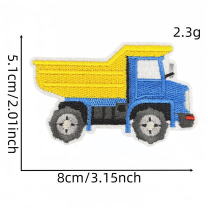 construction vehicle embroidered patches excavator truck iron on