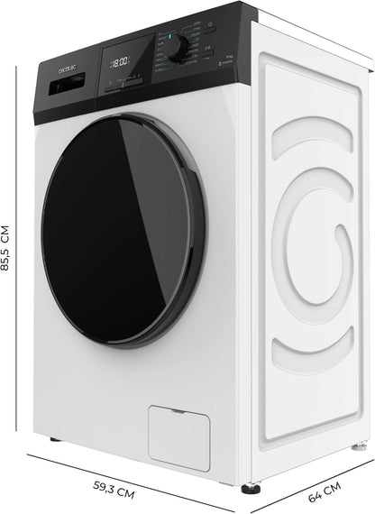 Cecotec Lave-Linge 9Kg Chargement Frontal Bolero Dresscode 9410 Inverter A. 1900W, 1400 tr/min Réglable, 16 Programmes, Faible Consommation d'Énergie, Vapeur, Stérilisation du Linge