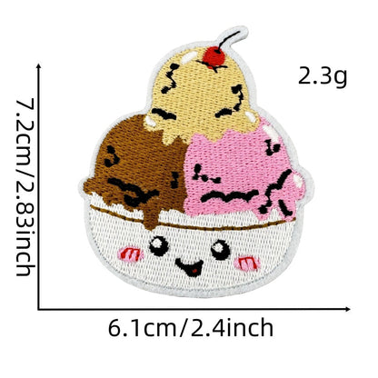 cute food embroidered patches burger boba ice cream iron on