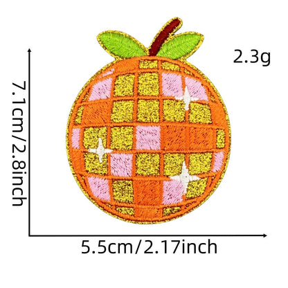checkered fruit embroidered patches sparkling design iron on
