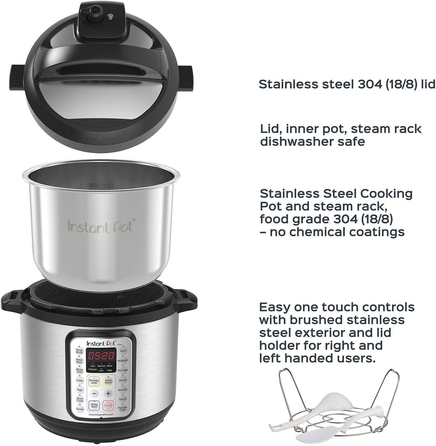 2026 Instant Pot Duo Plus 9-en-1 Multicuiseur, Autocuiseur, Slow Cooker, Cuiseur de Riz, Vapeur, Sauté, Yaourtière, Maintien au Chaud et Stérilisateur, Application Incluse avec Plus de 800 Recettes, Acier Inoxydable, 6 Quarts