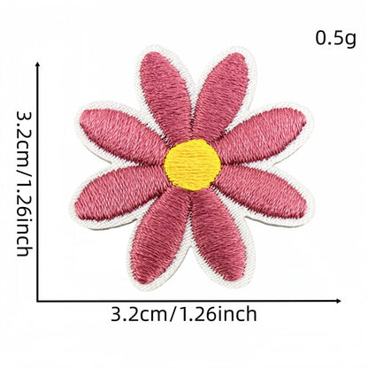 daisy flower embroidered patches multicolor floral set iron on
