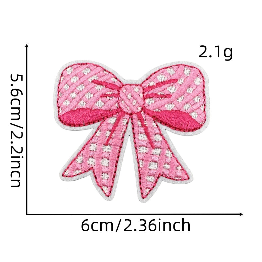 pink bow embroidered patches iron on