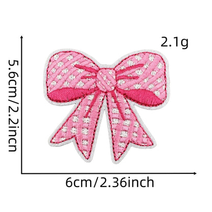 pink bow embroidered patches iron on