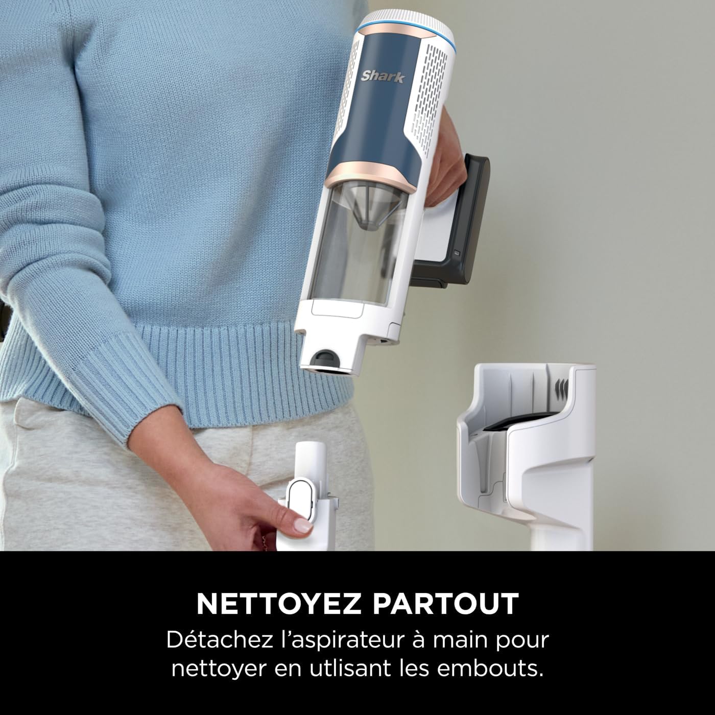 Shark Detect Clean & Empty IW3612AMZEU, Aspirateur sans Fil, Blanc, 240 W, 2 liters