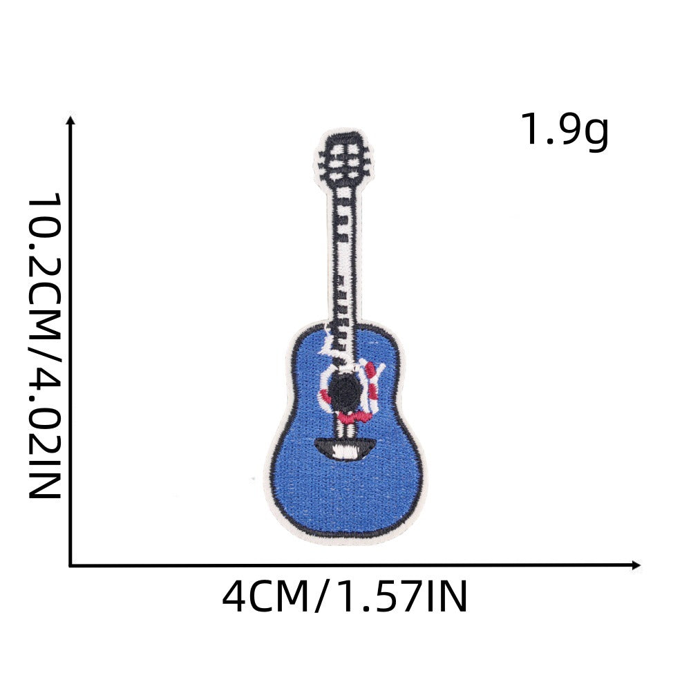 colorful guitar embroidered patches music instrument iron on