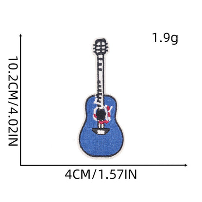 colorful guitar embroidered patches music instrument iron on