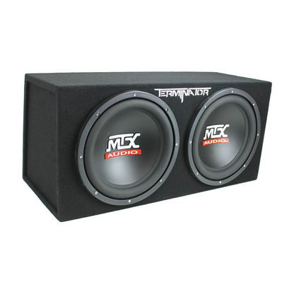 Caisson de basses double MTX TNE212D 12″ 1200W avec amplificateur monobloc 1500W et condensateur 2 farads (2026)