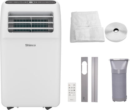 SHINCO Climatiseur mobile, 7000 BTU 2,05kW, Refroidir&Ventilation&Déshumidification, taille de la pièce jusqu'à 54m³(18㎡), Climatiseur mobile avec tuyau d'évacuation et tuyau de vidange, mode sommeil