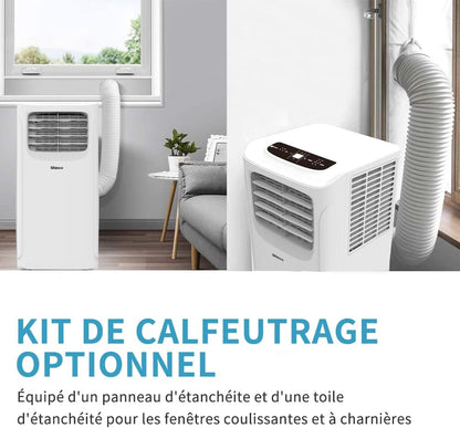 SHINCO Climatiseur mobile, 7000 BTU 2,05kW, Refroidir&Ventilation&Déshumidification, taille de la pièce jusqu'à 54m³(18㎡), Climatiseur mobile avec tuyau d'évacuation et tuyau de vidange, mode sommeil