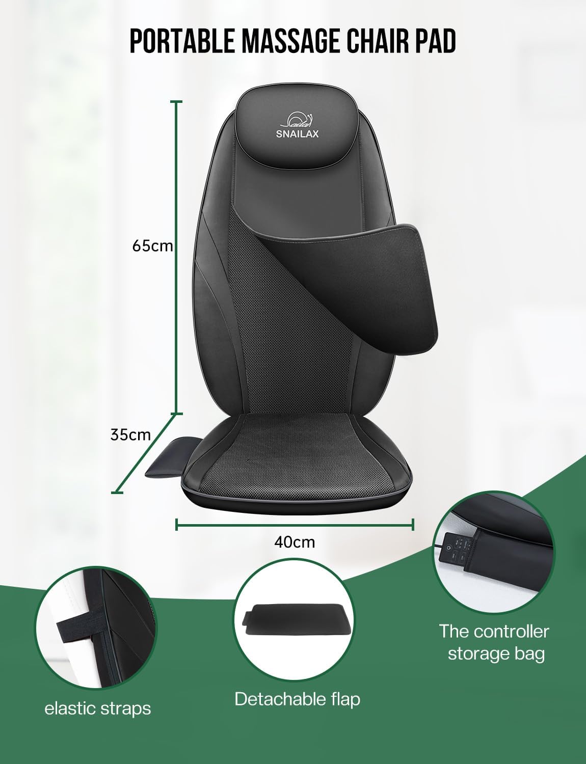 2026 Coussin de Massage Shiatsu Snailax avec Chaleur – Coussin de Fauteuil Massant pour Dos, Massage Kneading pour Maison et Bureau