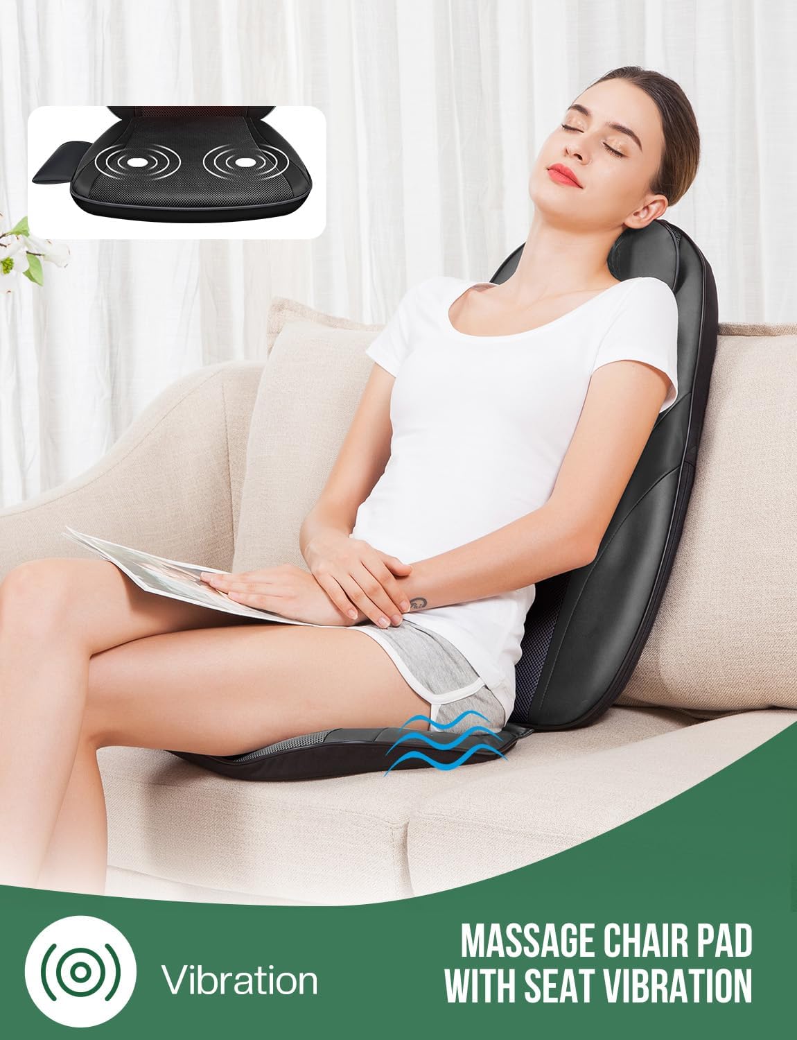 2026 Coussin de Massage Shiatsu Snailax avec Chaleur – Coussin de Fauteuil Massant pour Dos, Massage Kneading pour Maison et Bureau