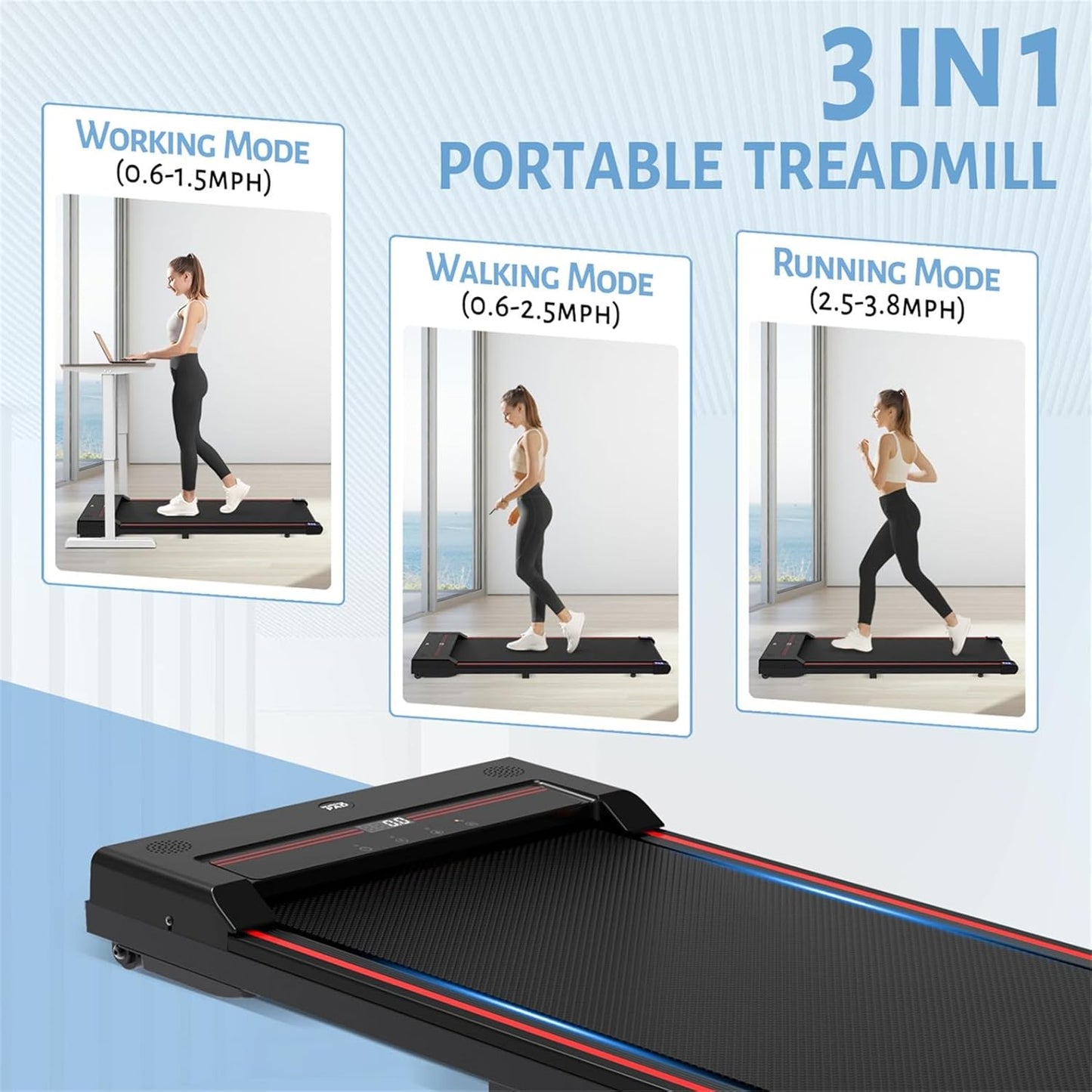 2026 Sperax Tapis de Marche Vibrant avec Application, Tapis de Course 3 en 1 Sous Bureau, 2,5HP Faible Bruit, Tapis de Marche avec Télécommande, Tapis de Course Portable pour Bureau à Domicile