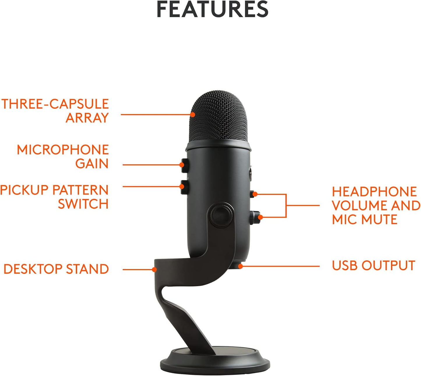2026 Logitech for Creators Microphone USB Blue Yeti (Noir)