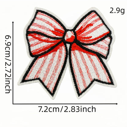 red bow embroidered patches iron on multicolor